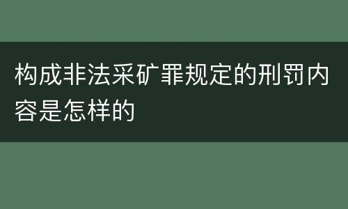 构成非法采矿罪规定的刑罚内容是怎样的