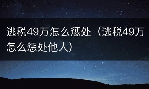 逃税49万怎么惩处（逃税49万怎么惩处他人）