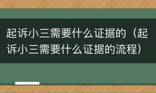 起诉小三需要什么证据的（起诉小三需要什么证据的流程）