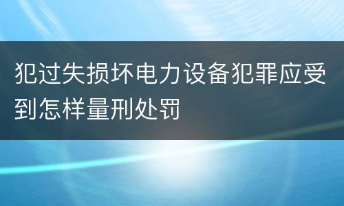 犯过失损坏电力设备犯罪应受到怎样量刑处罚