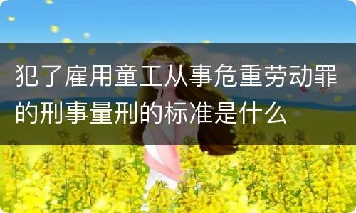 犯了雇用童工从事危重劳动罪的刑事量刑的标准是什么