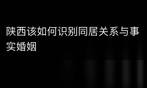陕西该如何识别同居关系与事实婚姻