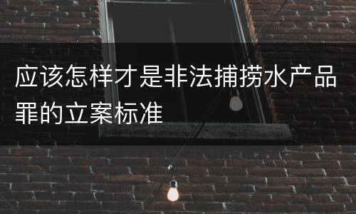应该怎样才是非法捕捞水产品罪的立案标准