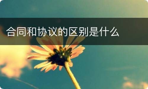 合同和协议的区别是什么