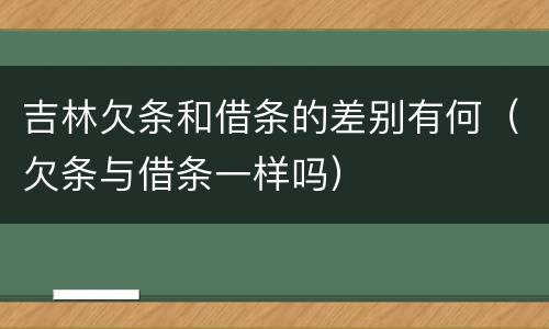 吉林欠条和借条的差别有何（欠条与借条一样吗）
