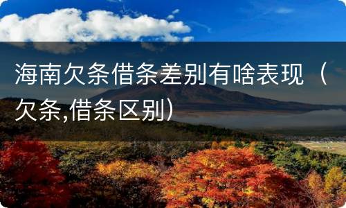 海南欠条借条差别有啥表现（欠条,借条区别）