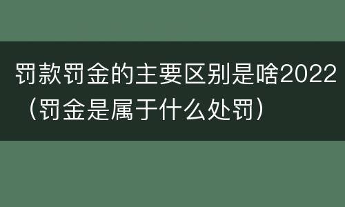 罚款罚金的主要区别是啥2022（罚金是属于什么处罚）