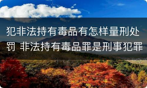 犯非法持有毒品有怎样量刑处罚 非法持有毒品罪是刑事犯罪吗