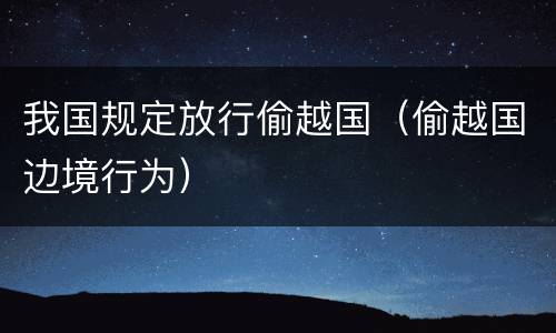 我国规定放行偷越国（偷越国边境行为）