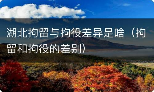 湖北拘留与拘役差异是啥（拘留和拘役的差别）
