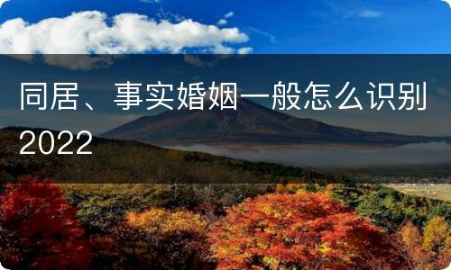 同居、事实婚姻一般怎么识别2022