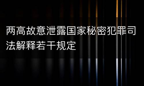 两高故意泄露国家秘密犯罪司法解释若干规定