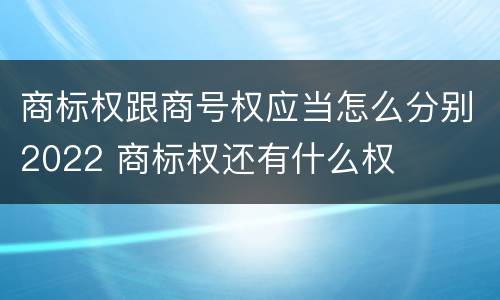 商标权跟商号权应当怎么分别2022 商标权还有什么权