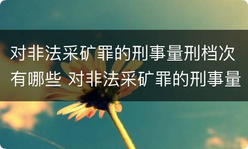 对非法采矿罪的刑事量刑档次有哪些 对非法采矿罪的刑事量刑档次有哪些规定