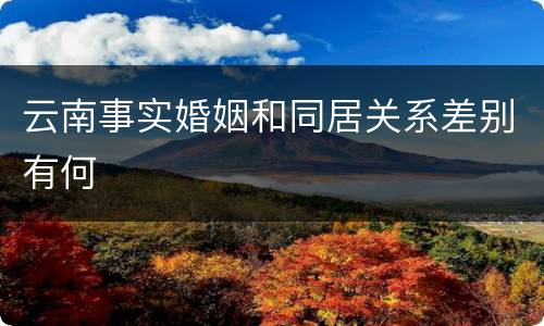 云南事实婚姻和同居关系差别有何