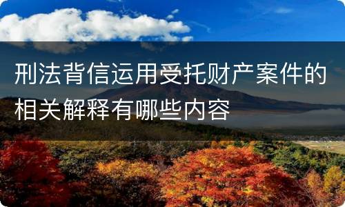 刑法背信运用受托财产案件的相关解释有哪些内容