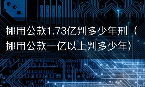 挪用公款1.73亿判多少年刑（挪用公款一亿以上判多少年）