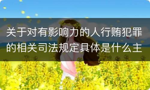 关于对有影响力的人行贿犯罪的相关司法规定具体是什么主要内容