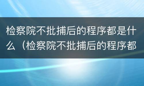 检察院不批捕后的程序都是什么（检察院不批捕后的程序都是什么样的）