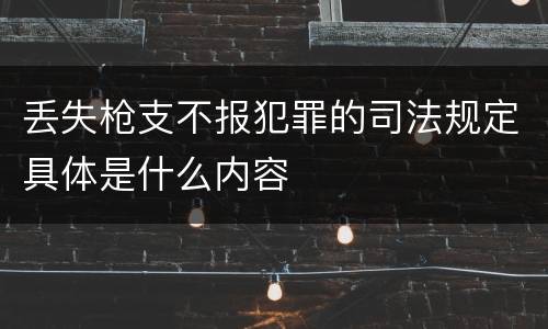 丢失枪支不报犯罪的司法规定具体是什么内容