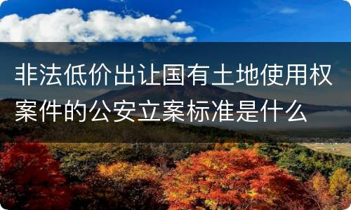 非法低价出让国有土地使用权案件的公安立案标准是什么