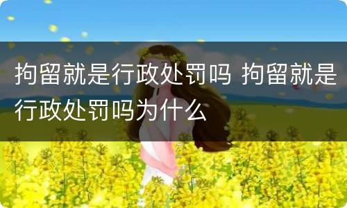 拘留就是行政处罚吗 拘留就是行政处罚吗为什么
