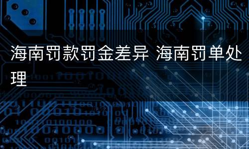 海南罚款罚金差异 海南罚单处理