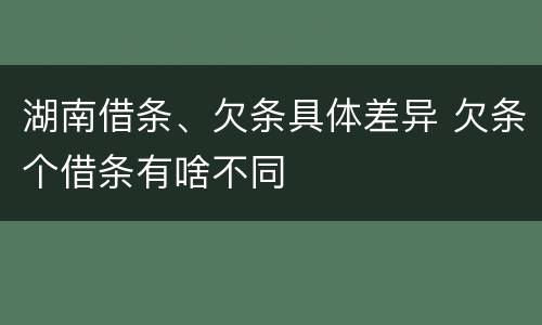 湖南借条、欠条具体差异 欠条个借条有啥不同