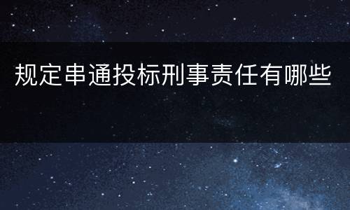 规定串通投标刑事责任有哪些