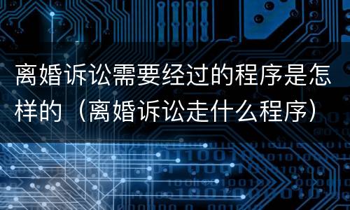 离婚诉讼需要经过的程序是怎样的（离婚诉讼走什么程序）