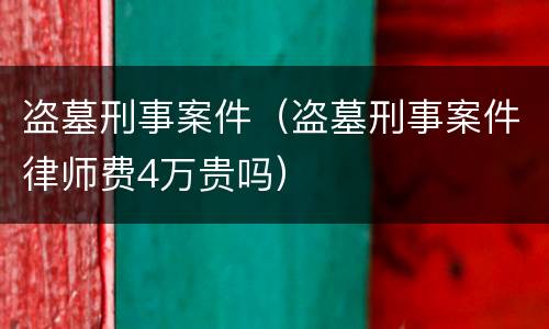 盗墓刑事案件（盗墓刑事案件律师费4万贵吗）