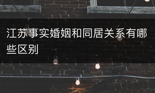 江苏事实婚姻和同居关系有哪些区别