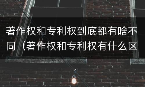 著作权和专利权到底都有啥不同（著作权和专利权有什么区别）