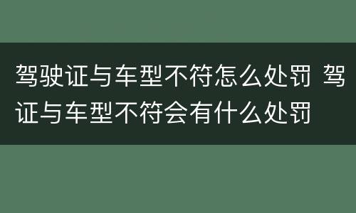 驾驶证与车型不符怎么处罚 驾证与车型不符会有什么处罚