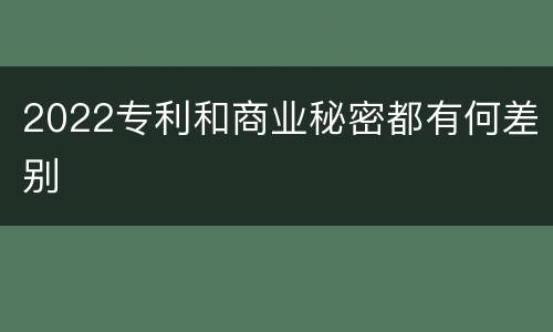 2022专利和商业秘密都有何差别