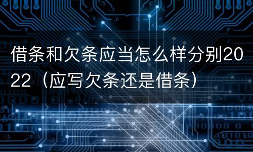 借条和欠条应当怎么样分别2022（应写欠条还是借条）