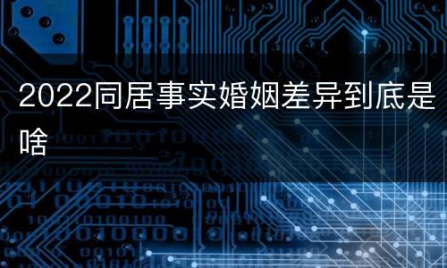 2022同居事实婚姻差异到底是啥