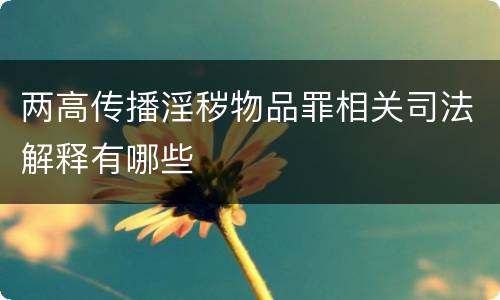 两高传播淫秽物品罪相关司法解释有哪些