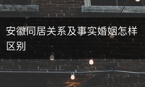 安徽同居关系及事实婚姻怎样区别
