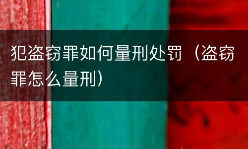 犯盗窃罪如何量刑处罚（盗窃罪怎么量刑）