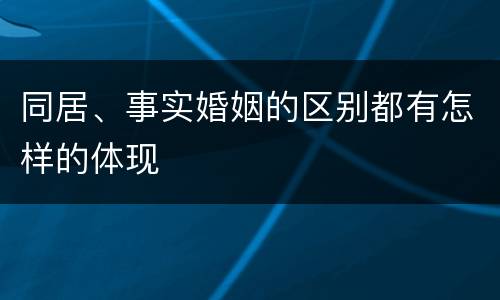同居、事实婚姻的区别都有怎样的体现