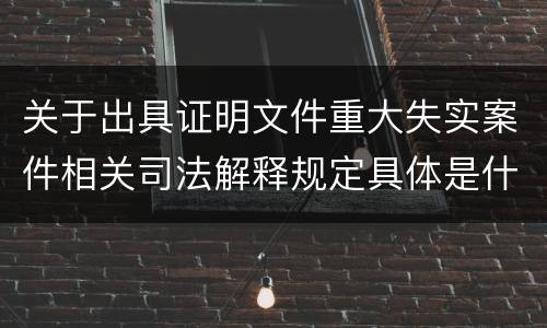 关于出具证明文件重大失实案件相关司法解释规定具体是什么重要内容