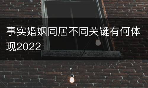 事实婚姻同居不同关键有何体现2022
