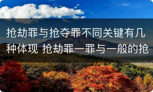 抢劫罪与抢夺罪不同关键有几种体现 抢劫罪一罪与一般的抢劫罪区别