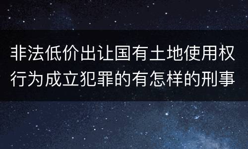 非法低价出让国有土地使用权行为成立犯罪的有怎样的刑事判处