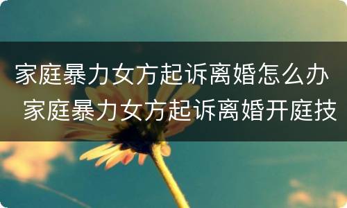 家庭暴力女方起诉离婚怎么办 家庭暴力女方起诉离婚开庭技巧