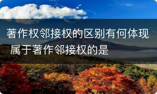 著作权邻接权的区别有何体现 属于著作邻接权的是