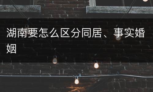 湖南要怎么区分同居、事实婚姻