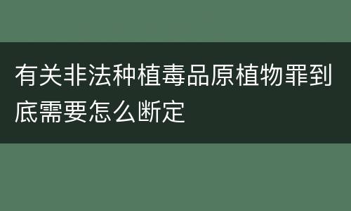 有关非法种植毒品原植物罪到底需要怎么断定