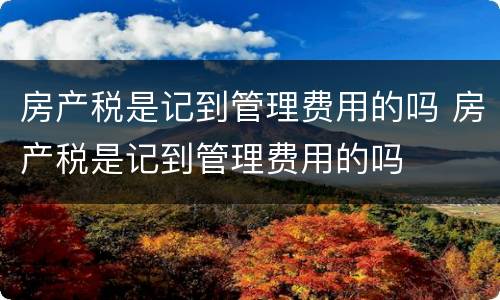 房产税是记到管理费用的吗 房产税是记到管理费用的吗